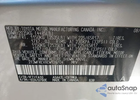 2014 Toyota Rav4 Xle from USA, damaged, VIN 2T3WFREVXEW128704